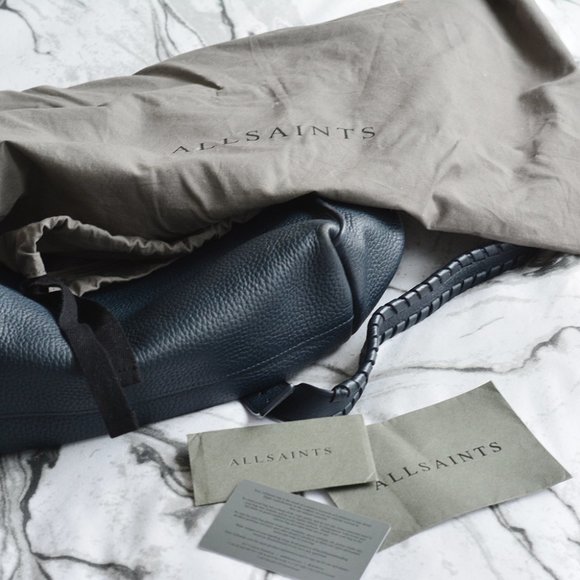 All Saints Kita Small Leather Backpack in Marine Blue - Picture 5 of 12